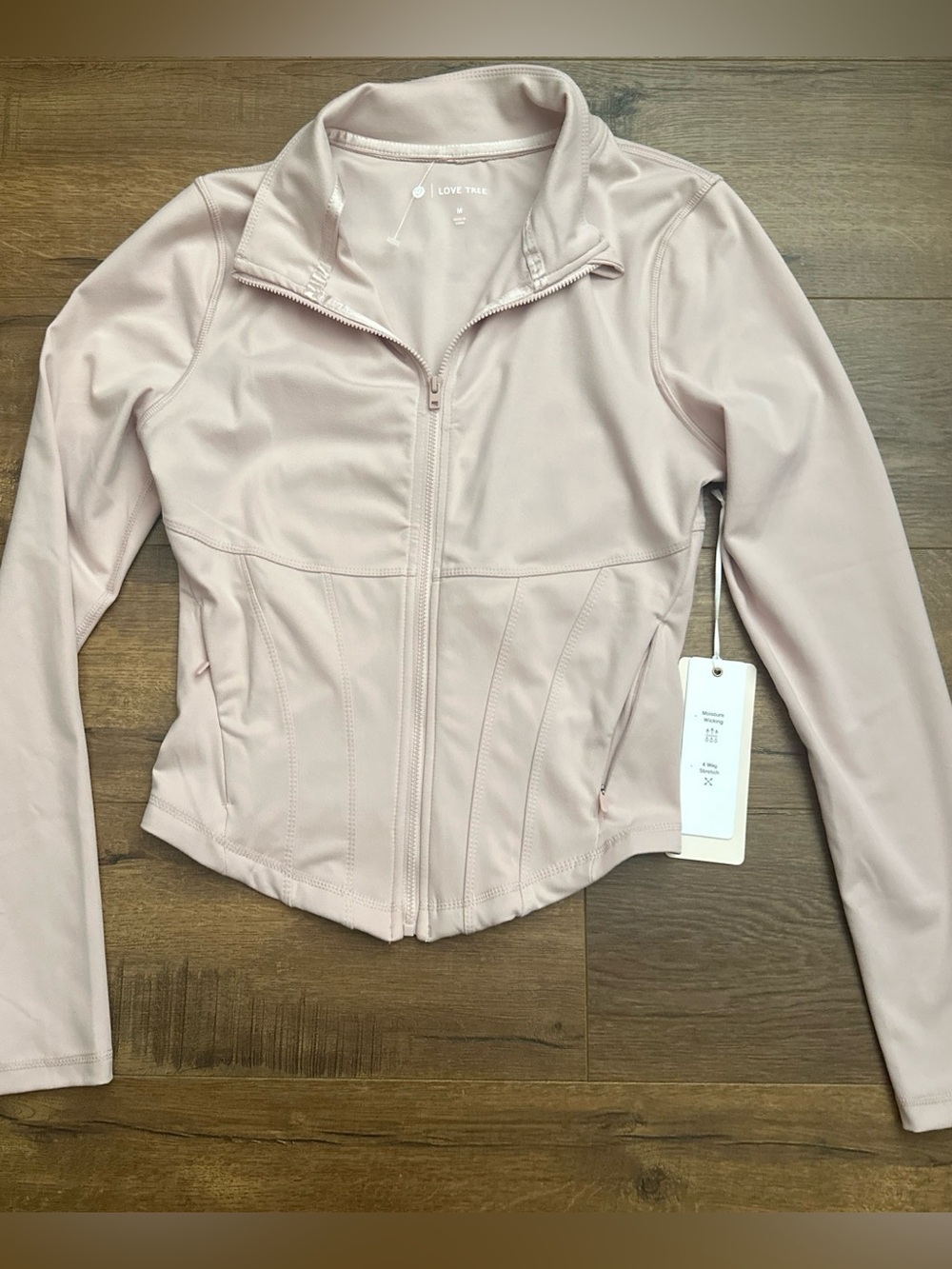 Love Tree Blush Pink Zip-Front Utility Jacket